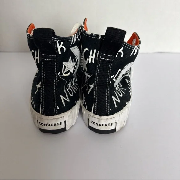 Converse Black and White High-Top Sneakers with Graffiti Design - Picture 3 of 7